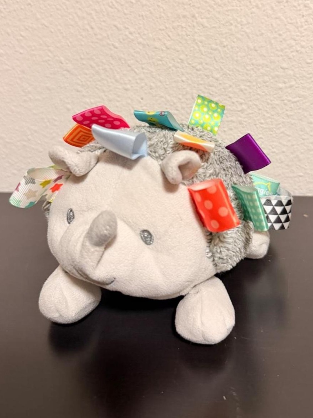 Taggies Gray Hedgehog Plush with Multicolor Sensory Tags